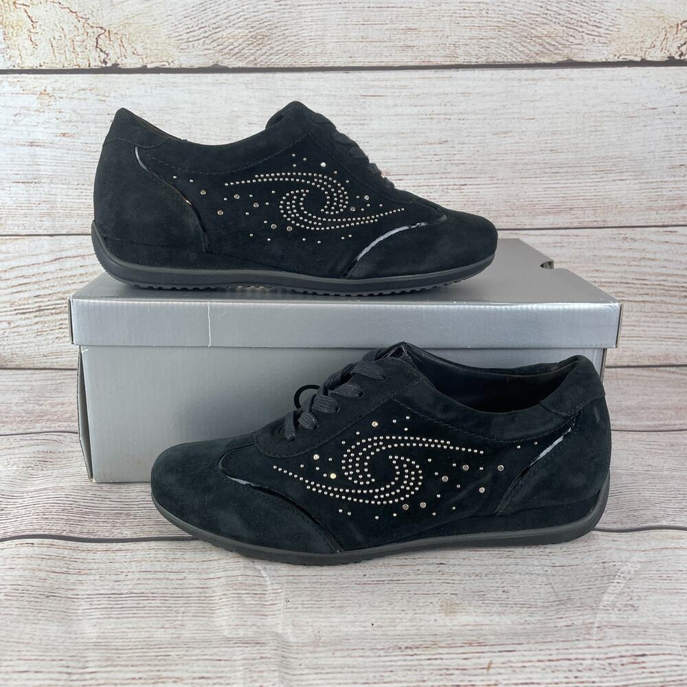 Gabor 76.485.47 Womens US 6 Sneakers Black Studded Suede